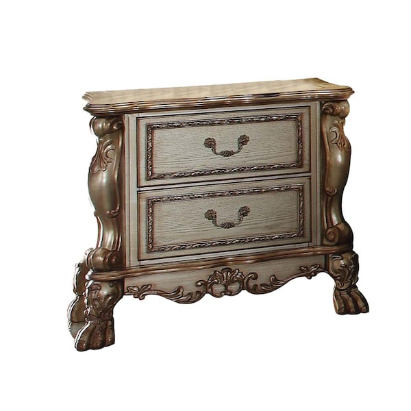 Gfancy Fixtures 20 x 32 x 31 in. Gold Patina Bone Wood Poly Resin Nightstand GF3699011 - main